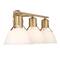 Hello Honey® 24" Cooper White & Gold Metal 3-Light Vanity Light with Etched Glass Shades